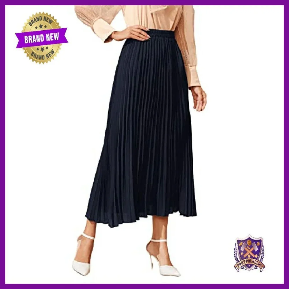 Longline Pleated Skirt Polyester Elastane Work Casual Wear
